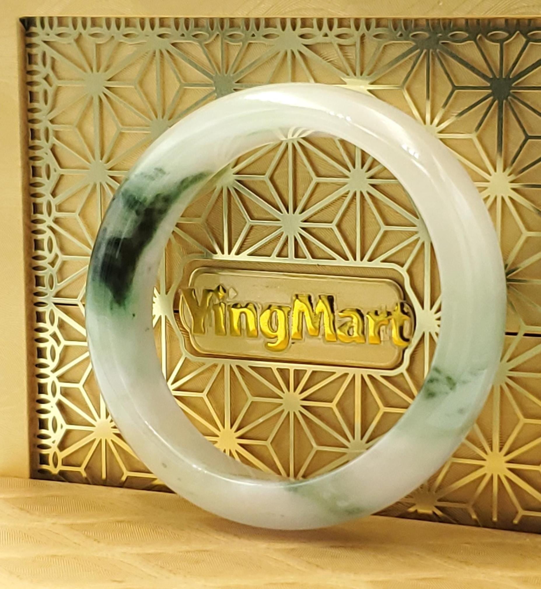 Jade Bangle 48-60mm up | Yingmart White To Dark Green Jade Jadeite Bracelet for Men, Women, Grandmother, Sister – Vintage Elegance (SizeAdvice)