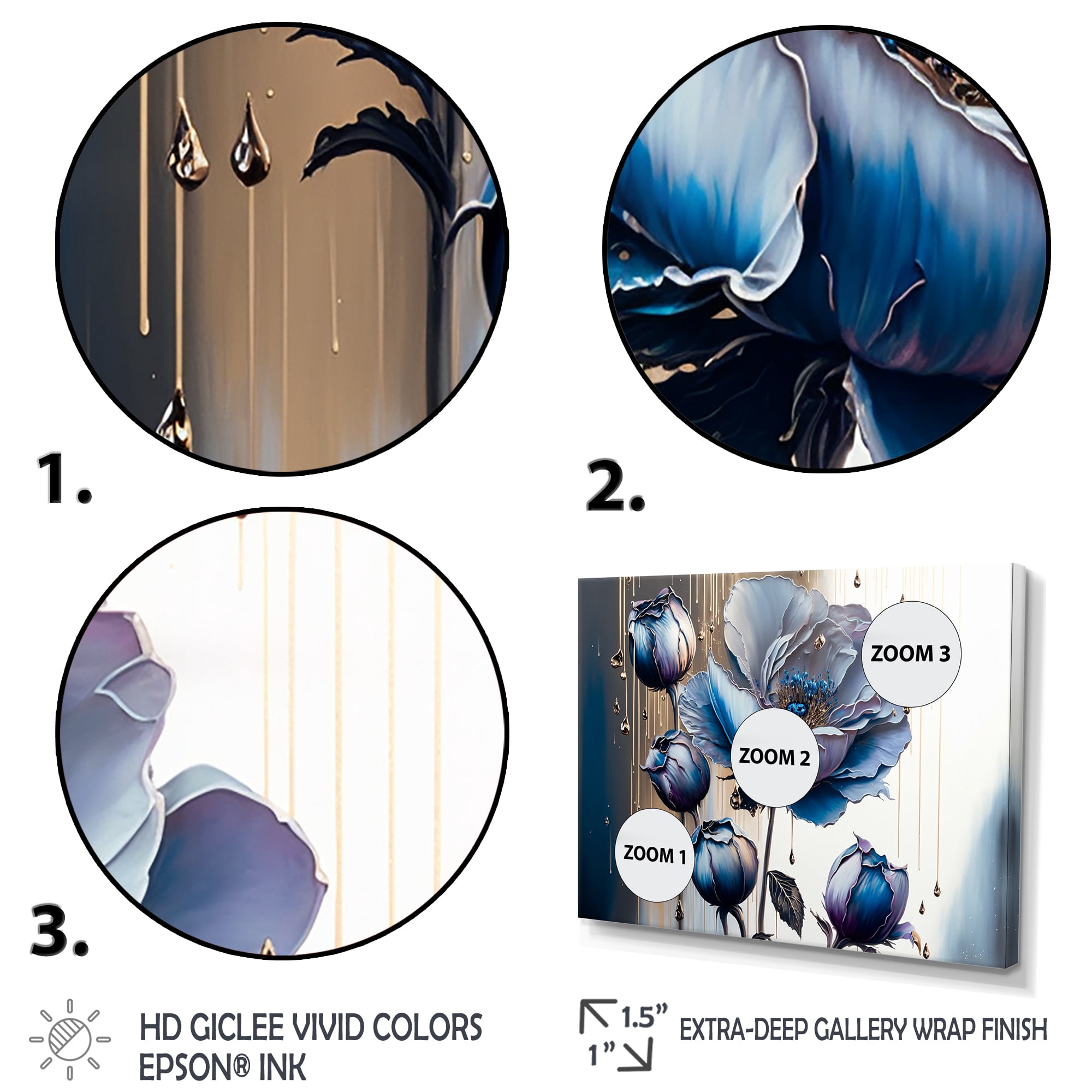 Designart Ice Blue And Purple Violets II Canvas Wall Art
