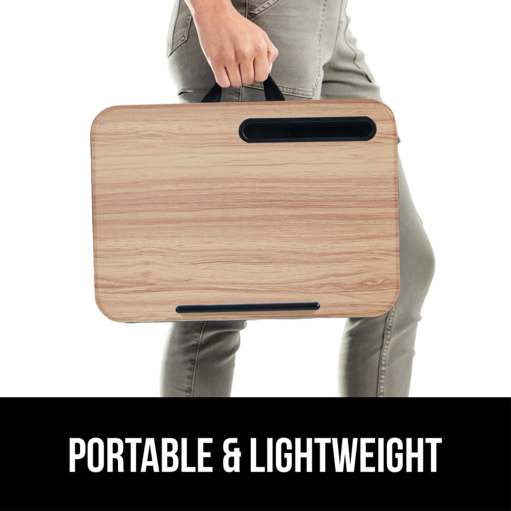 GORILLA GRIP Laptop Lap Desk, Portable Tablet Stand Fits Laptops up to 15.6", Light Wood