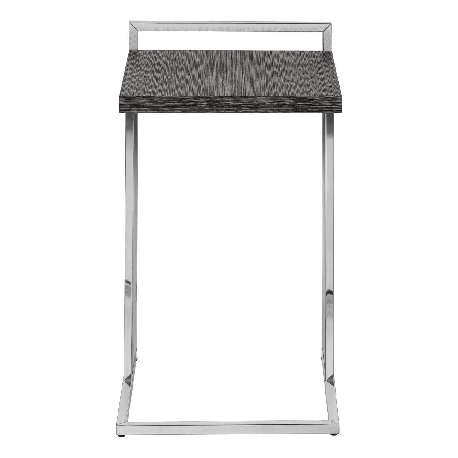 C-Shaped Accent Table, Chrome & Grey Laminate, End Table for Living Room, Bedroom