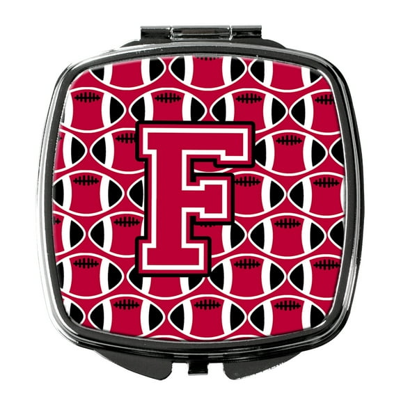 Letter F Football Crimson and White Compact Mirror CJ1079-FSCM