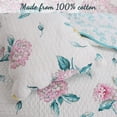 thumbnail image 2 of Cozy Line Lowe 3- piece King Hydrangea Floral Reversible Cotton Quilt Set - Aqua/White/Pink/Yellow King, 2 of 5