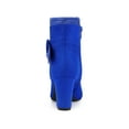thumbnail image 4 of BLISSFUL STEP Women's Boots Faux Suede Ankle Booties Block Heel Round Toe Buckle Side Zip Boots Royal Blue 8, 4 of 5