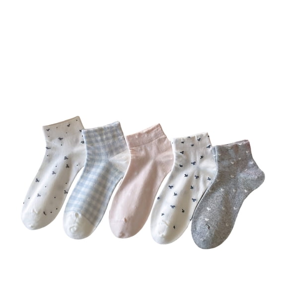 SKOLA 5 Pairs Ankle Socks for Women - Combed Cotton No Show Low Cut Casual Socks Fits Shoe Size 5-8.5