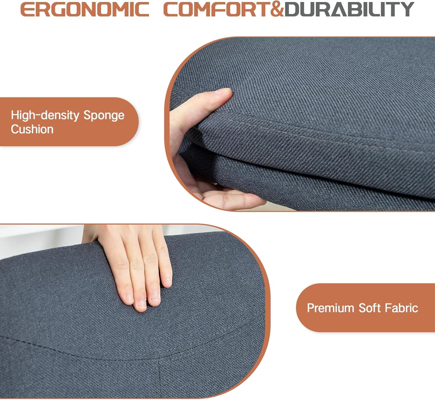 Breathable Linen Fabric Home Office Chair, Comfortable Armless Task Chair Swivel Rolling Adjustable Height Home Office