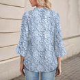 thumbnail image 5 of Women's Long Sleeve T-shirt 3/4 Length Sleeve Womens Tops V Neck Spring Shirts 2025 Petal Bell Sleeve Plus Size Boho Ethnic Style Tee Shirts,Blue Women's Long sleeve T-shirt XXL, 5 of 6