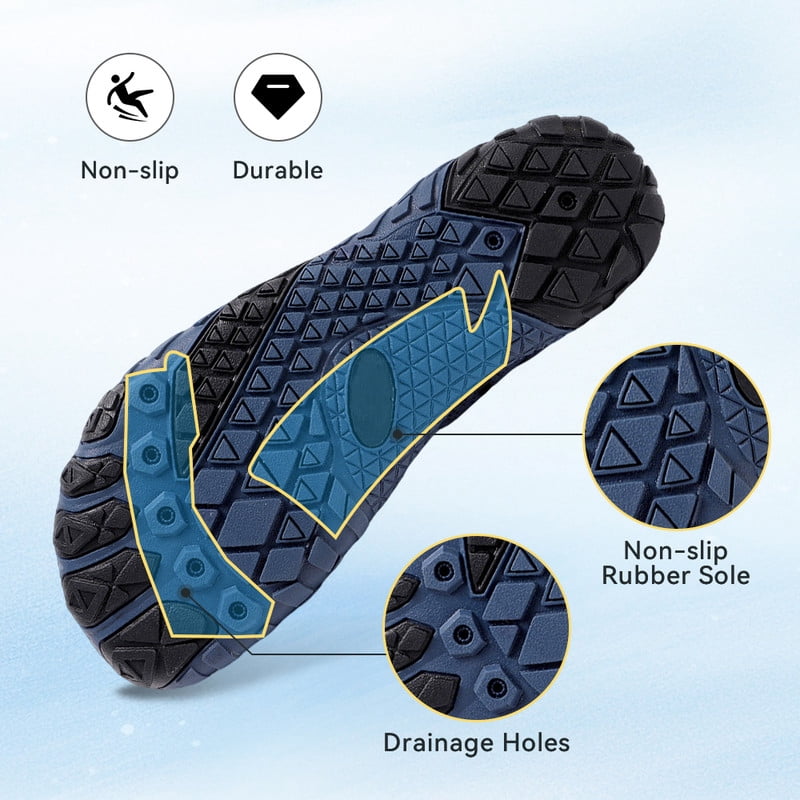 Stepedia Athletic Hiking Water Shoes for Women Men Quick Dry Wide Barefoot Aqua Shoes for Beach Walking Boating, Navy