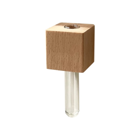 Magnetic Wooden Wall Vase with Test Tube | Solid Wood Flower Holder for Refrigerator & Wall | 3D Decorative Planter | 10×4cm