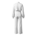 thumbnail image 7 of FAIWAD Womens Elegant Wide Leg Jumpsuit Long Sleeve High Waist Jumpsuit Solid Color Stretch Romper (Small, White), 7 of 7