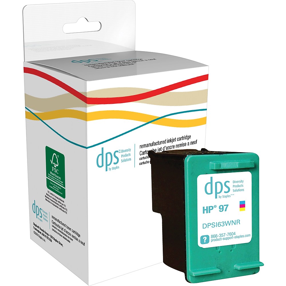 DPS by Staples Remanufactured Ink Cartridge Replacement for HP 97 (Tricolor) GB63WN/DPSI63WN