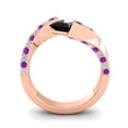 thumbnail image 4 of Diamond-Capitals 1.20 Carat Natural Diamond Black Onyx & Amethyst Gemstone Shiny Engagement Ring for her Solid 14K Rose Gold Size 4, 4 of 8