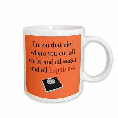

3dRose diet cutting out all happiness black lettering with picture of scale Ceramic Mug 15-ounce
