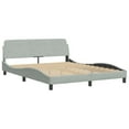 thumbnail image 2 of vidaXL Bed Frame with Headboard Light Grey 152x203 cm Velvet, 2 of 5