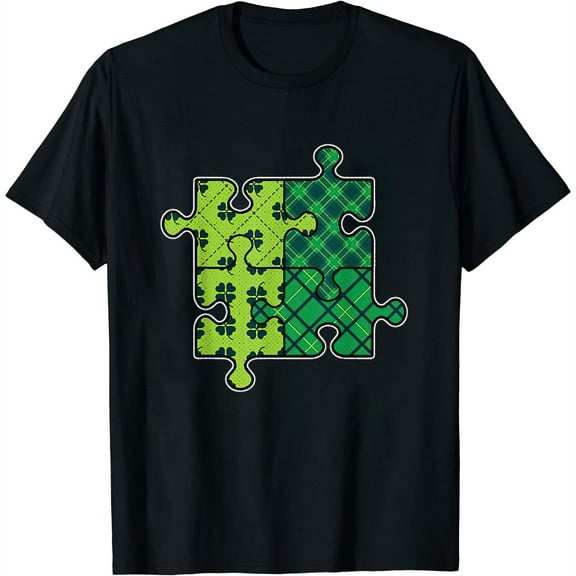 Womens Autism Awareness Puzzle St Patricks Day Baby Boys Girls Kids T-Shirt Black Small
