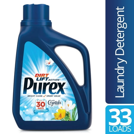 Purex Liquid Laundry Detergent with Crystals Fragrance, Fresh Spring Waters, 50 Fluid Ounces, 33