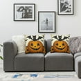 thumbnail image 2 of Happy Halloween Pillow Covers Pumpkin Bat Spider Web Throw Pillow Covers Boo Pillow Halloween White and Black Striped Pillow Case for Home Decor Couch Outdoor, 2 of 7