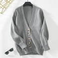 thumbnail image 6 of Women's Autumn And Winter Solid Color Temperament Sweater Jacket Knitted Cardigan Loose Sweaters for Women Cardigan Sweater Button up Women Knit Cardigan Long Cute Sweaters Kimono Cardigans for Women, 6 of 8