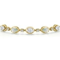 thumbnail image 3 of Gem Stone King 18K Yellow Gold Plated Silver White Moissanite and Simulated White Opal Bracelet for Women | 4.70 Cttw | Gemstone Birthstone | Oval 7X5MM | Fully Adjustable 9 inch, 3 of 6