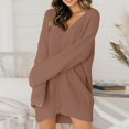 thumbnail image 1 of Robe Chandail à Manches Chauve-Souris Longues pour Femmes, Épaules Dénudées, Tricotée Côtelée avec Ceinture, Mini Robes Moulantes, Chandails pour Femmes Automne 2023 Bleu m, 1 of 5