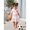 thumbnail image 5 of BemeyourBBs Toddler Baby Girl Summer Football Dress Little Baby Girl Soccer Dress Outfit Football Embroidered Striped Button Collared Short Sleeve A Line Ruffled Dress, 5 of 9
