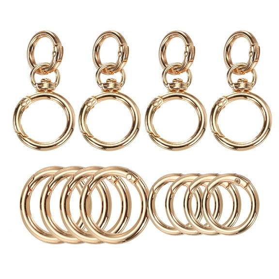 4 Pcs Metal Swivel Clasps Key Chain O Ring Keyrings Round Spring Snap Keychain Hook Clip for Chains Extender DIY Handicrafts Keys Lanyards Jewelry Findings, Gold Tone