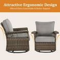 thumbnail image 4 of PARKWELL 5 Pieces Patio Furniture Set with Fire Pit Table, Outdoor All-Weather Wicker Conversation 360 Degree Swivel Gliders Chairs Set, Modern Seating Furniture for Porch Deck, Brown/Gray, 4 of 13
