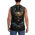 thumbnail image 4 of Pofeuu Vintage Ornate Skull Print Men's Muscle T-Shirt, Sleeveless, Muscle Tank, Classic Muscle Tee Top For Men Casual Sleeveless Muscle T-Shirt Trendy Clothes-Large, 4 of 7