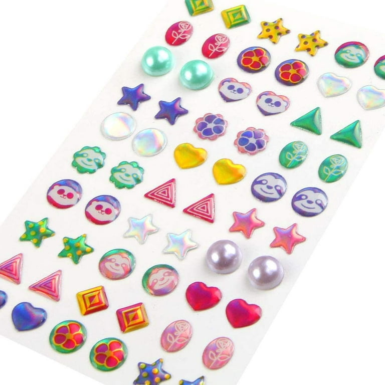  240PCS Sticker Earrings for Little Girls - 3D Gems Girls  Sticker Earrings Self-Adhesive Glitter Craft Crystal Stickers, Stick on  Earrings for Toddlers : Toys & Games