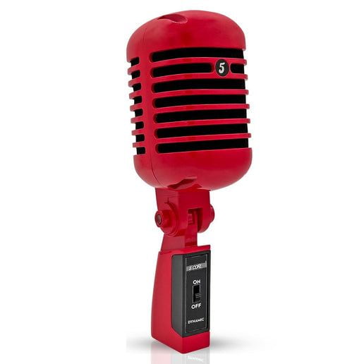 Vintage RED Dynamic XLR Microphone – Retro Studio & Stage Mic with Super Cardioid Pickup, 30Hz-15kHz Frequency, 50dB Sensitivity