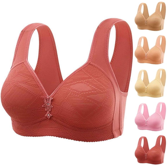 Swuxness Womens Wireless Bras, Women's Push Up Bras, Women's Plus Size Comfortable Soft Support Everyday Bra Pink, L
