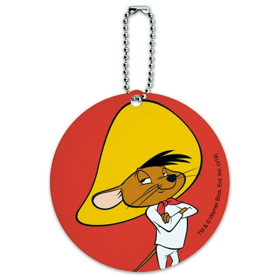Looney Tunes Speedy Gonzales Round Luggage ID Tag Card Suitcase Carry-On
