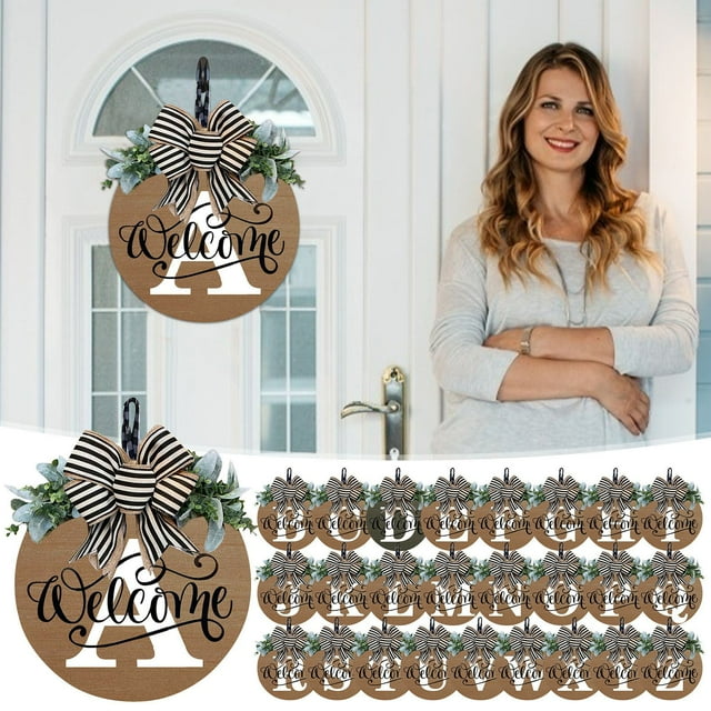 Fiudx Placa para Corona de Puerta Principal, Decoración para Todo El Año, Estilo de Temporada, Señal de Bendición Familiar, Lista para Regalar, Tamaño 30 X 30 Cm