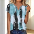 thumbnail image 4 of Summer Tops for Women Short Sleeve Neck Tunic Tops Baggy Vintage Graphic Casual Loose Beach Vacation Outfits Spring Top Trendy Clothes, 4 of 6