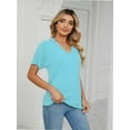 thumbnail image 3 of Womens T Shirts V Neck Short Sleeve Casual Loose Tees Tops Trending, 3 of 5