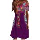 thumbnail image 1 of Vestido bohemio con escote en V para mujer, informal, estampado, manga corta, cuello, cintura, corte ajustado, hombros descubiertos Fridja  qw6971, 1 of 8