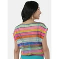 thumbnail image 2 of No Boundaries Women's Striped Crochet Crop Top Coverup, Sizes XXS - XXL, 2 of 4