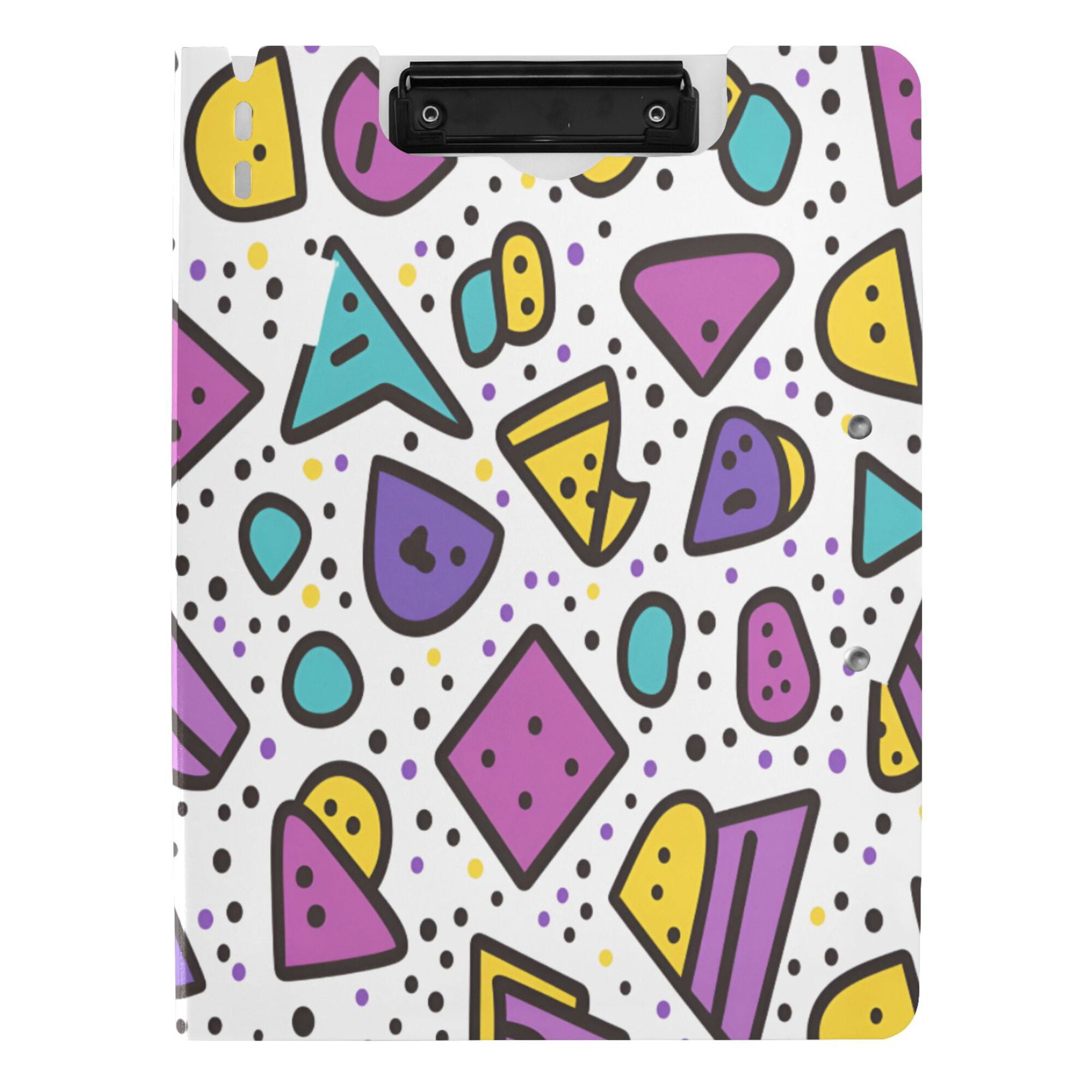 FORMRS A4 Clipboard Folder with Pen Holder Horizontal Foldable School Office Binder, Purple Retro Pattern