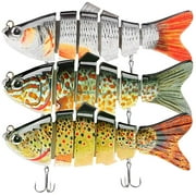 Fishing Lures for Bass Trout 97mm Multi Jointed Swimbaits Slow Sinking Bionic Swimming Bass Lures Lifelike Fishing Lures for Freshwater Saltwater Fishing Lures Tackle Kits,3 Pack (Pack of 3-B)