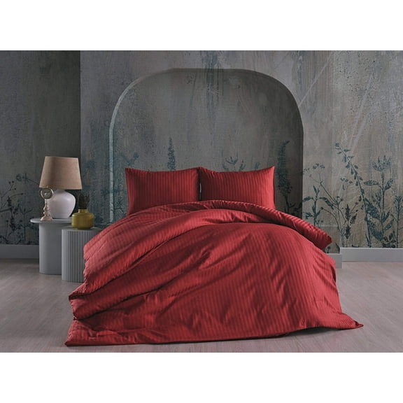 Dark Red Duvet Cover Set - Queen Size (4 Pieces)
