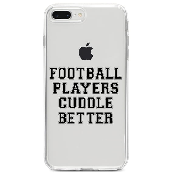 DistinctInk Clear Shockproof Hybrid Case for iPhone 7 PLUS / 8 PLUS (5.5" Screen) TPU Bumper Acrylic Back Tempered Glass Screen Protector - Football Players Cuddle Better