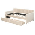 thumbnail image 6 of Harper & Bright Designs Twin Size Upholstered Daybed with Drawers, Velvet Sofa Bed with Headboard and Armrest for Living Room, Beige, 6 of 13