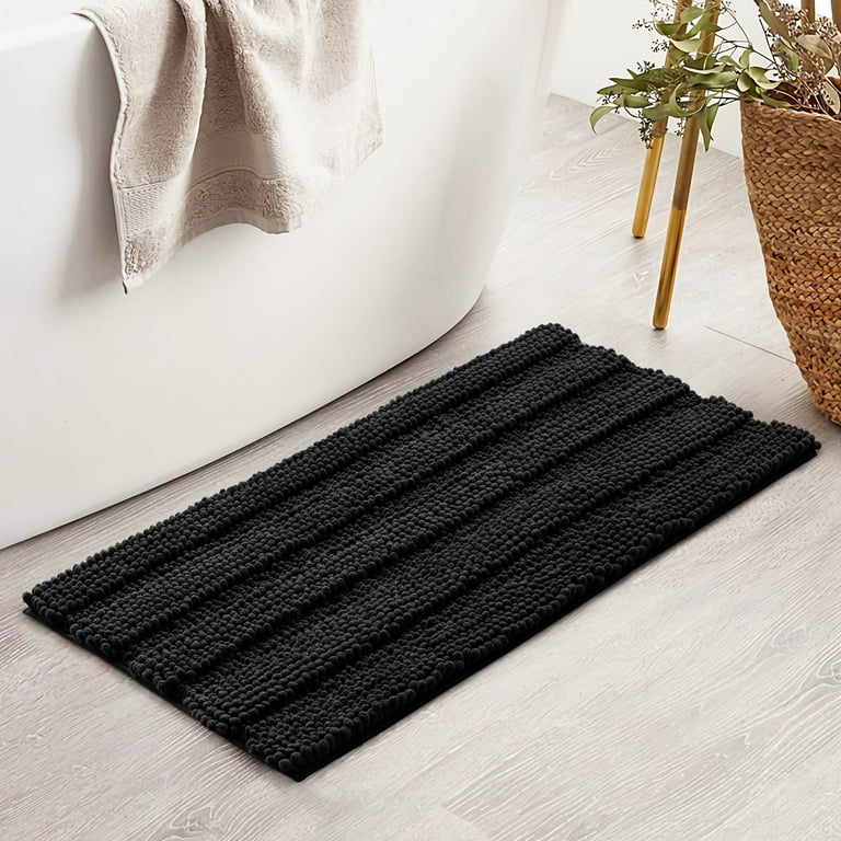 Subrtex Luxury Chenille 24-in x 60-in Gray Polyester Bath Rug in the Bathroom  Rugs & Mats department at