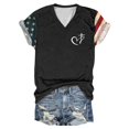 thumbnail image 4 of TSADFHJI Hauts pour Femmes Mode Décontractée Imprimée Col en V Manches Courtes Pull T-Shirt m Noir, 4 of 4
