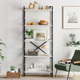 thumbnail image 3 of BOBOKY 5 Tier Bookshelf, Modern Tall Bookcase, Industrial Book Shelves Display Standing Shelf, Free Standing Storage Organizer for Bedroom, Living Room,White, 3 of 10