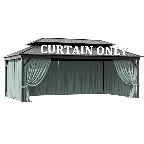 Pakunoda 16' X 6.5' Gazebo Universal Replacement Privacy 4-Panel Curtains, Waterproof Outdoor Curtains Calcite Blue Sidewall with Zipper for Patio Garden Backyard 12' X 20' Gazebo, Curtain Only