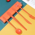 thumbnail image 2 of D-04 Orange 5 Piece Cutlery Set Push Button Fingerprint Straw Portable With Box For Outdoor Travel And Students #l2008, 2 of 6