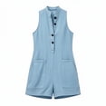 thumbnail image 5 of Tqcoqu Summer Rompers for Women,2026 Button Down Jumpsuit with Pockets,V Neck Sleeveless Mini Casual Jumpsuit,Sky Blue Women's S-XXXL, 5 of 5