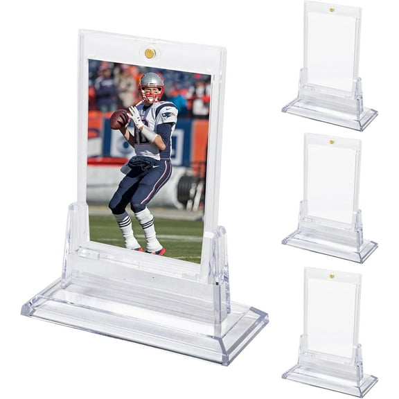 6 Pack Magnetic Card Holders for Trading Card, 35pt Hard Card Display Case with Card Stands锛孋lear Trading Cards Protector for Baseball Football Sports Card(Clear)