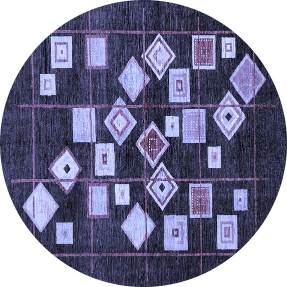 Ahgly Company Machine Washable Indoor Round Oriental Blue Modern Area Rugs, 7' Round