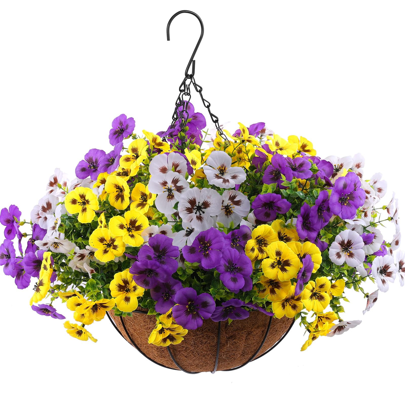 TETOU 15pcs Artificial Flowers for Outdoor Decoration,Fake Silk Colorful Plastic Flowers UV Resistant No Fade for Front Door Garden Yard Balcony Spring Summer Farmhouse Decor(Purple, Yellow, White)